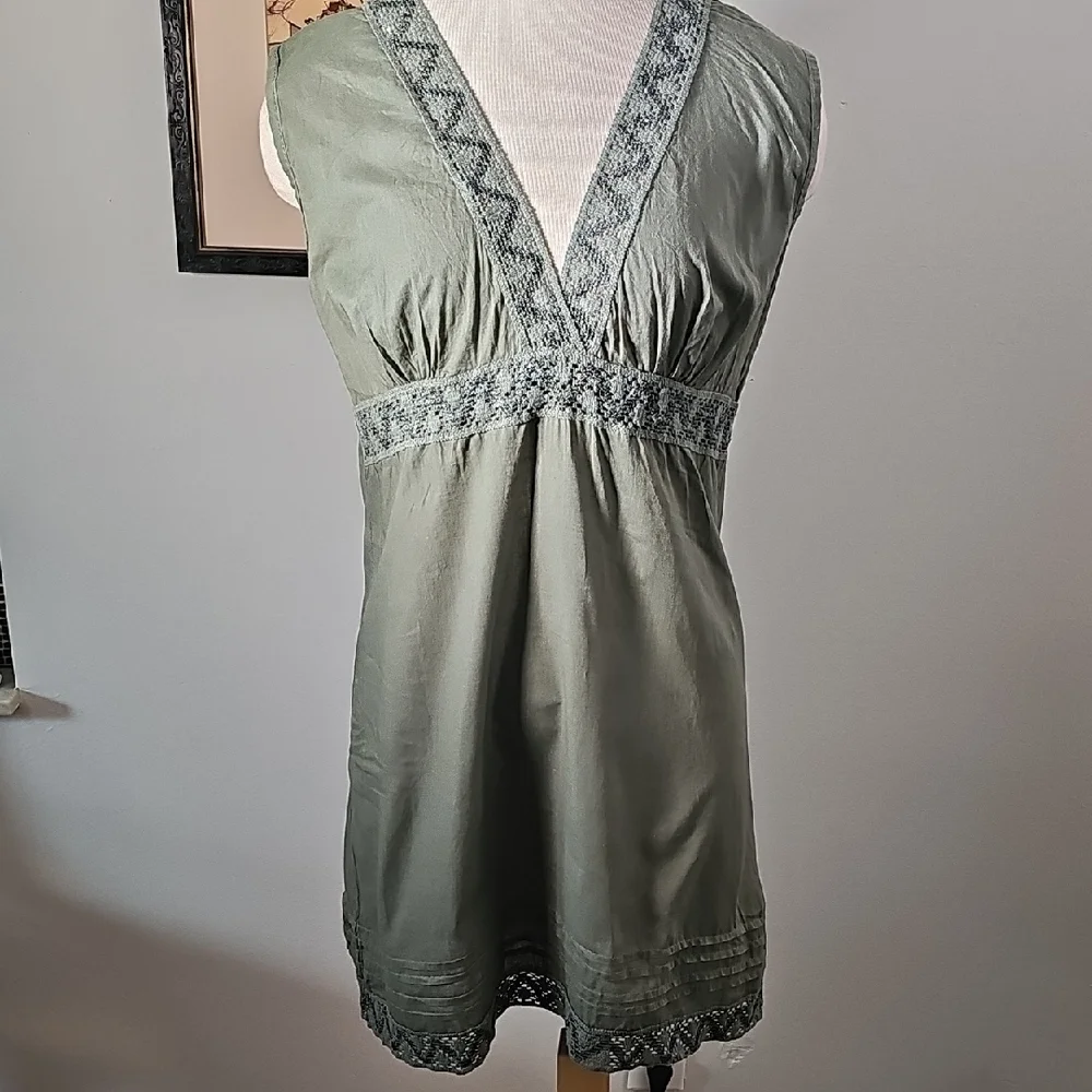 ORLEAN, Shift Pop Over‎ Dress Made In ITALY. moss Green Size XS